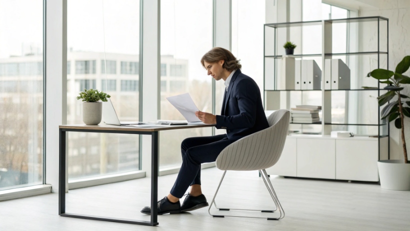 Professional preparing for job interview with notes