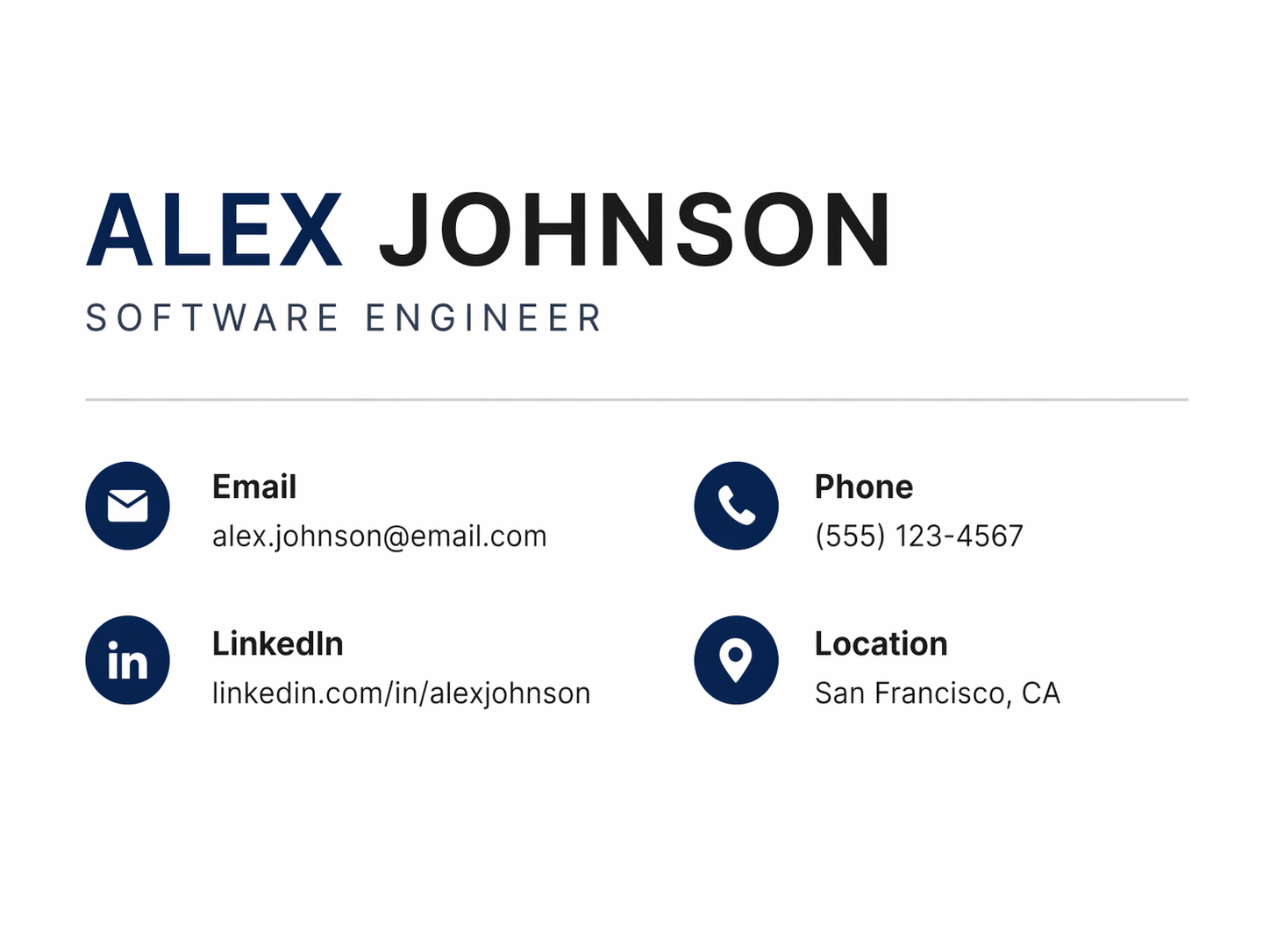Resume section with contact information